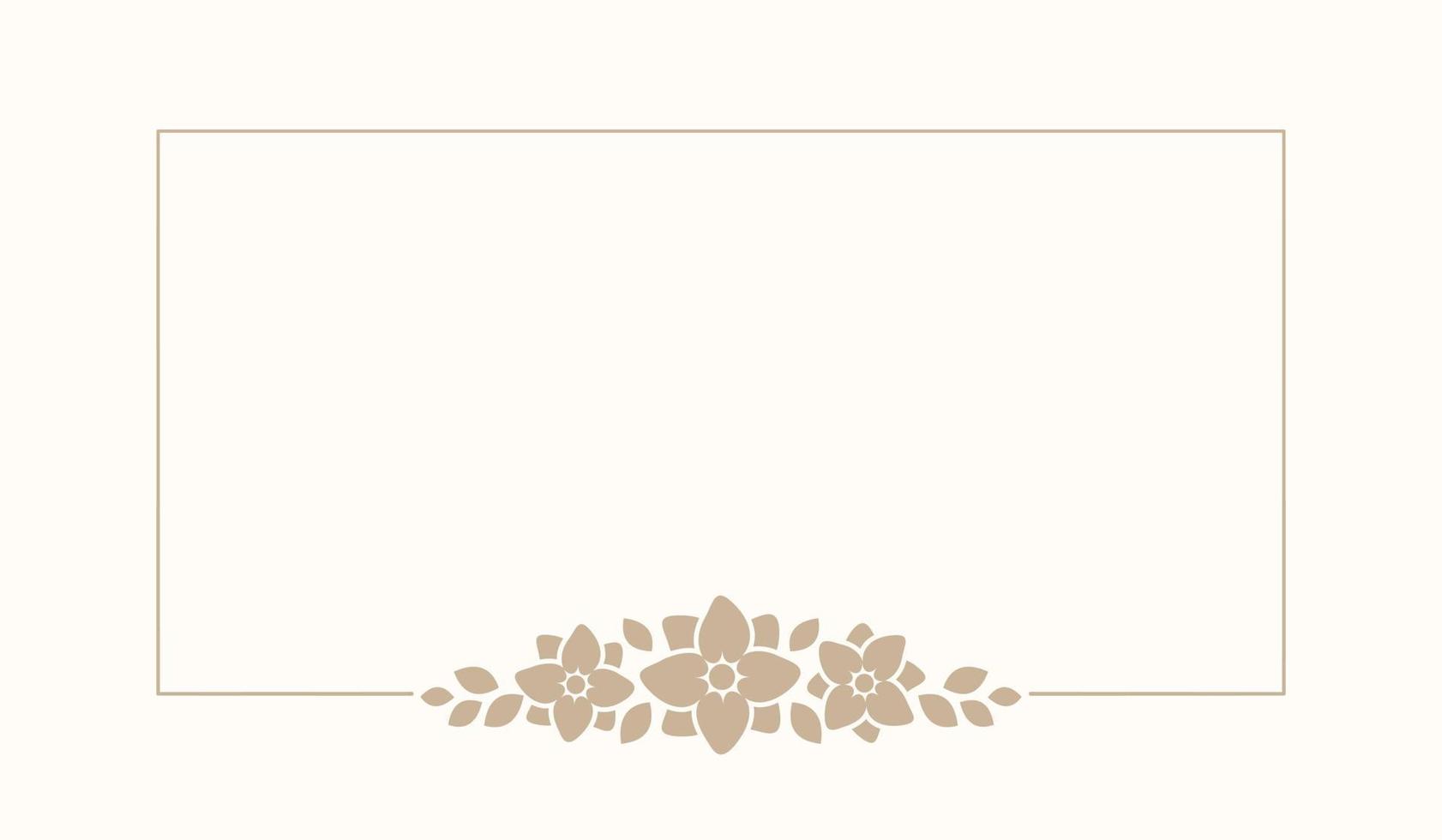 Floral beige rectangle frame. Botanical boho border vector illustration. Simple elegant romantic style for wedding events, card design, logo, labels, social media posts, templates