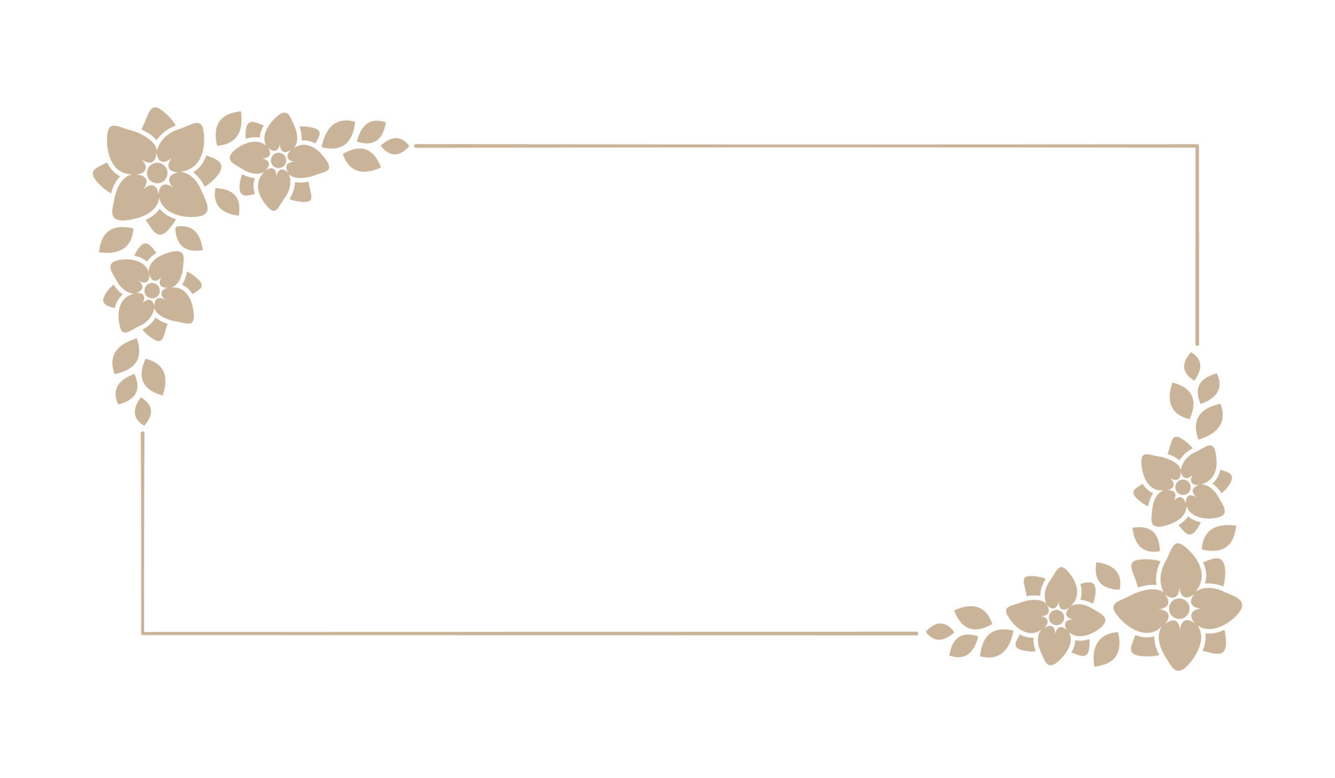 Floral beige rectangle frame. Botanical boho border vector illustration