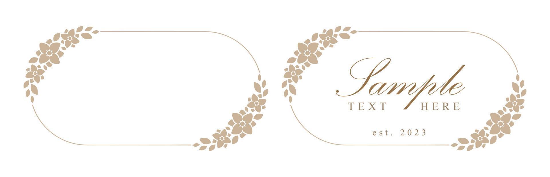 Floral beige oval frame. Botanical boho border vector illustration. Simple elegant romantic style for wedding events, card design, logo, labels, social media posts, templates