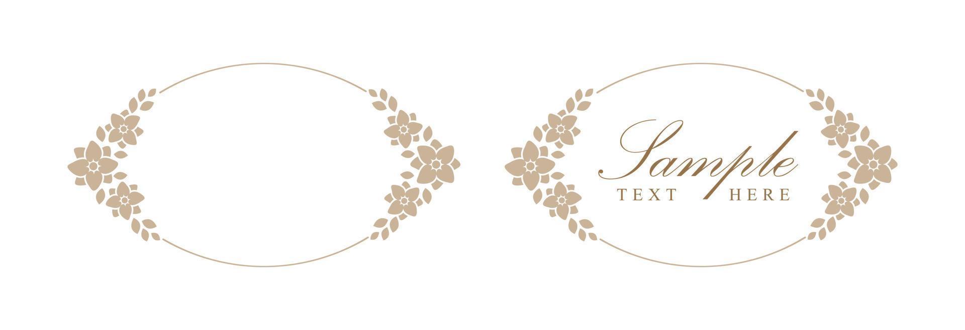 Floral beige arch frame. Botanical boho border vector illustration. Simple elegant romantic style for wedding events, card design, logo, labels, social media posts, templates