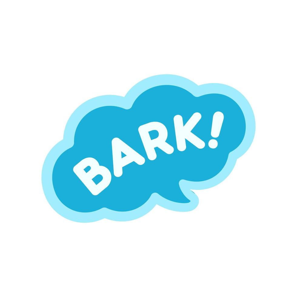 Dog bark animal sound effect text in a speech bubble balloon clipart. Cute cartoon onomatopoeia comics and lettering. vector