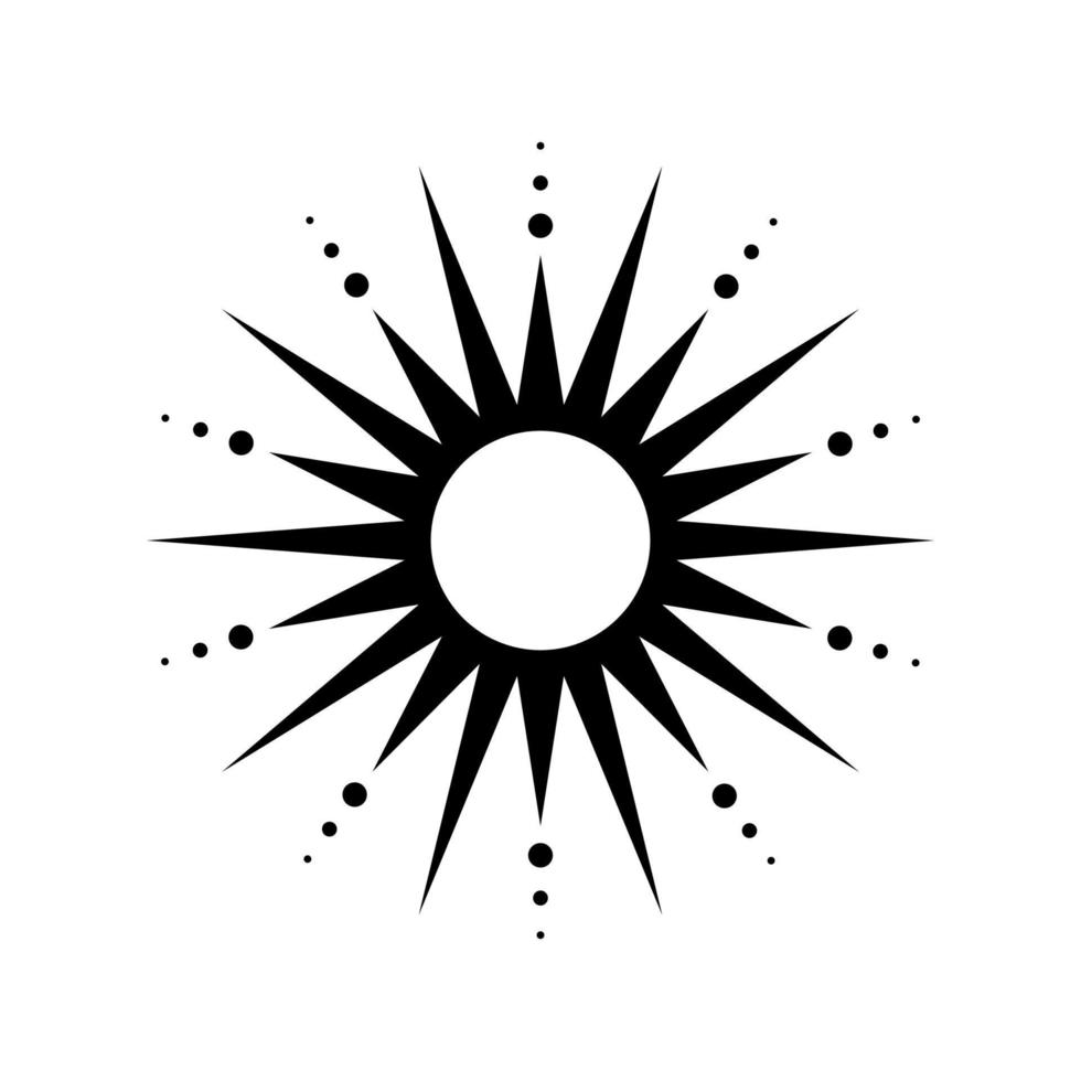 Boho celestial sun icon logo. Simple modern abstract design for templates, prints, web, social media posts vector