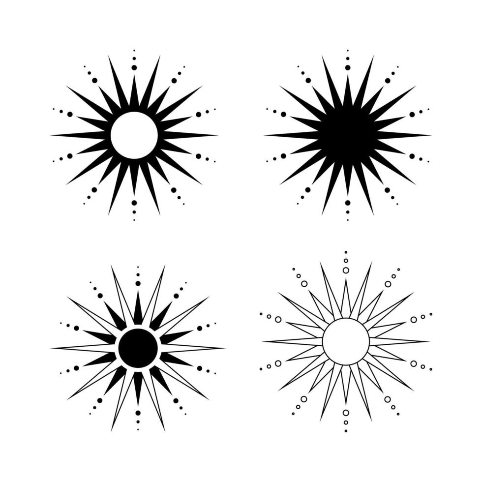 Boho celestial sun star icon logo. Simple modern abstract design for templates, prints, web, social media posts vector