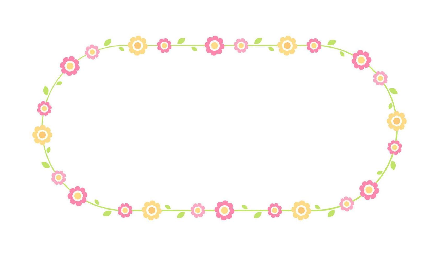 linda redondeado oval floral marco borde. sencillo mínimo flor guirnalda arreglo Perfecto para Boda invitaciones y cumpleaños tarjetas vector