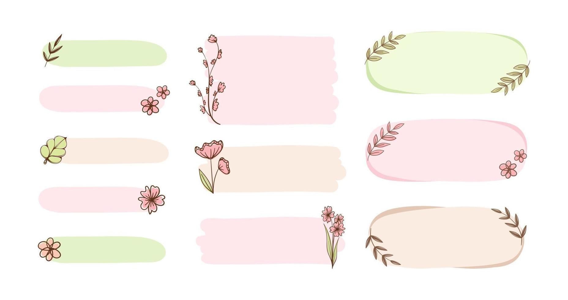 Aesthetic boho floral frame collection. Cute pastel border for card design, wedding, digital print, scrapbook, teacher elements, postcard, poster and more. vector