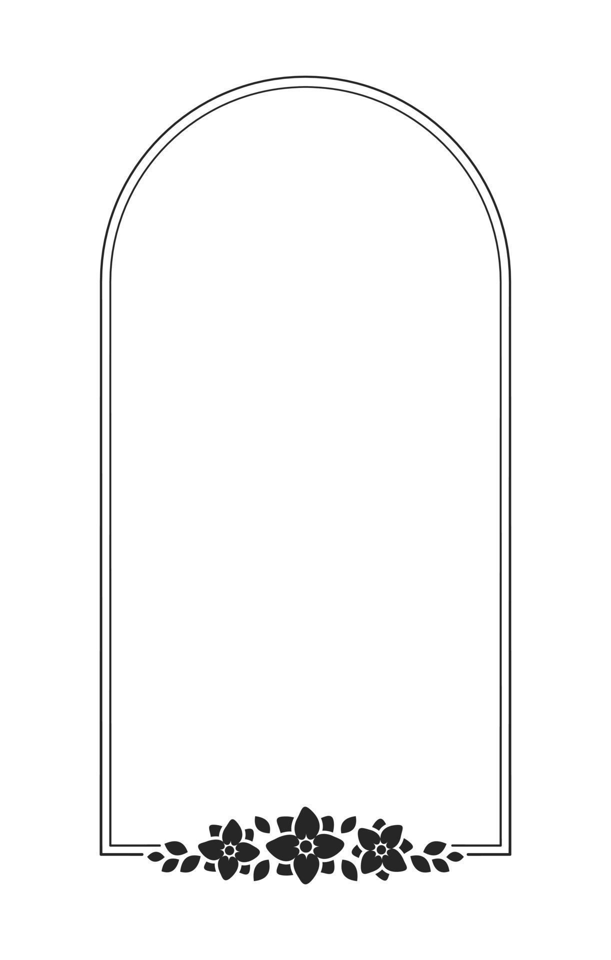 Floral arch vertical frame template. Geometric border with vine and