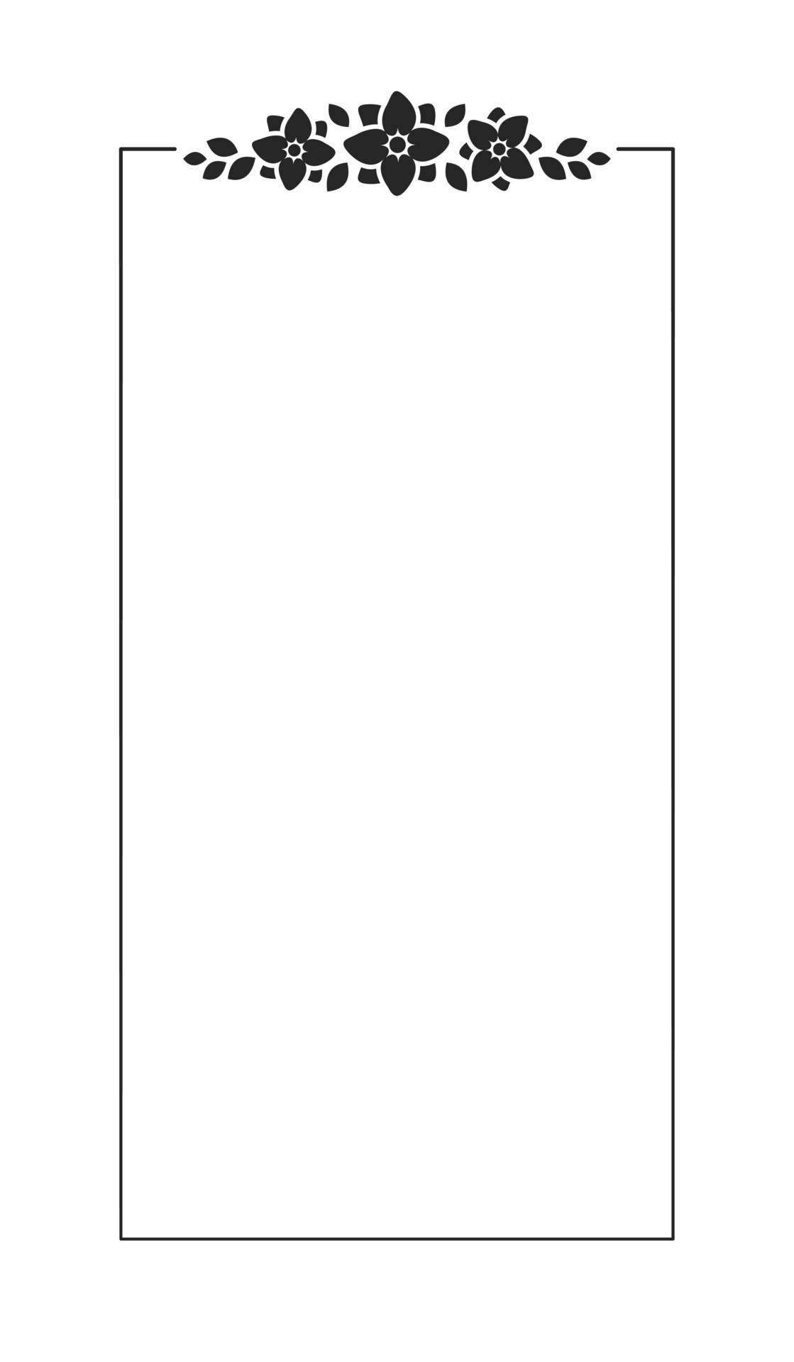 Floral vertical frame template. Geometric border with vine and hand