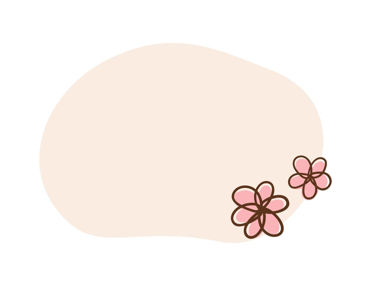 Aesthetic boho floral frame. Cute pastel border for card design