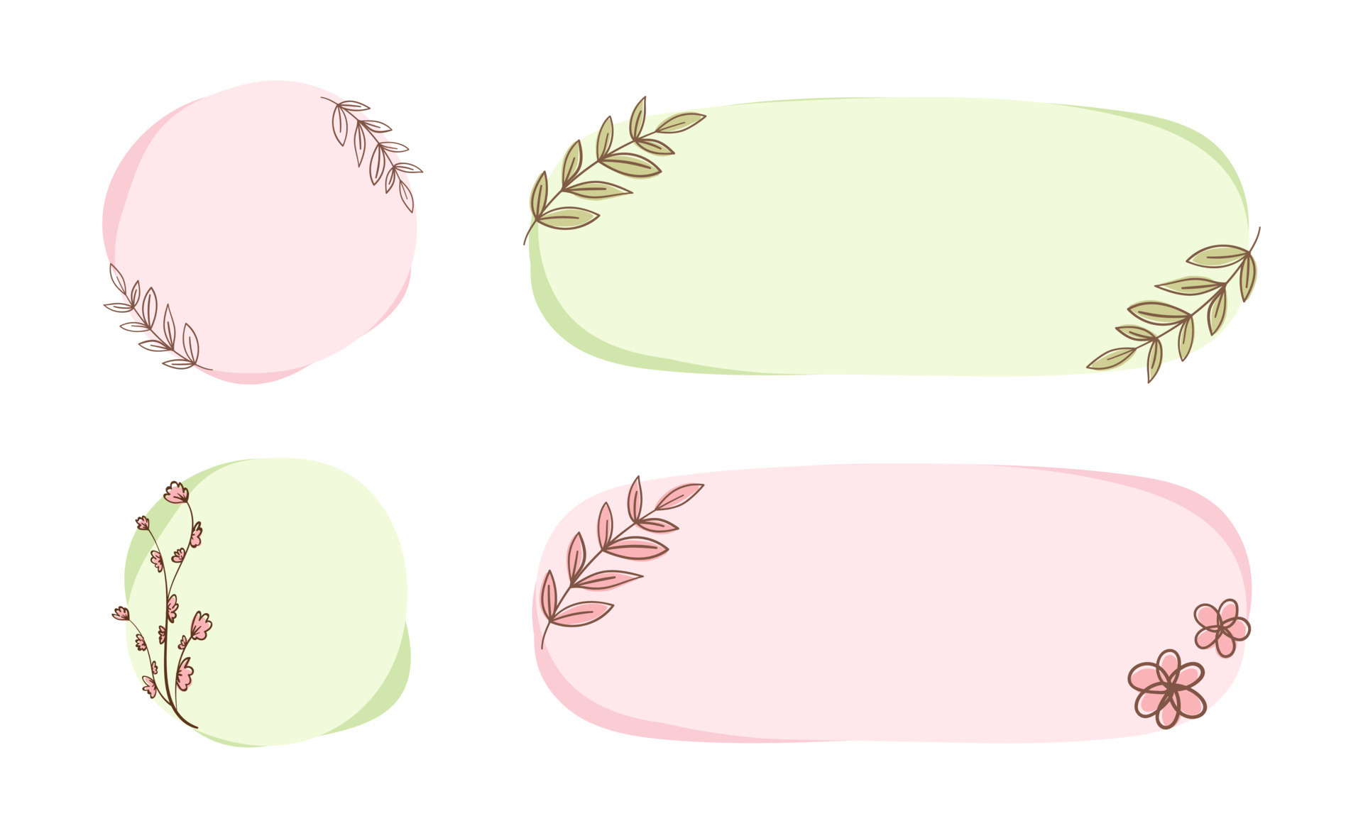 Aesthetic boho floral frame collection. Cute pastel border for card