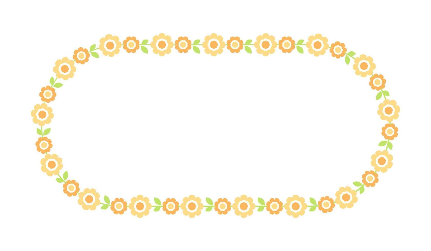 linda redondeado oval floral marco borde. sencillo mínimo flor guirnalda arreglo Perfecto para Boda invitaciones y cumpleaños tarjetas vector