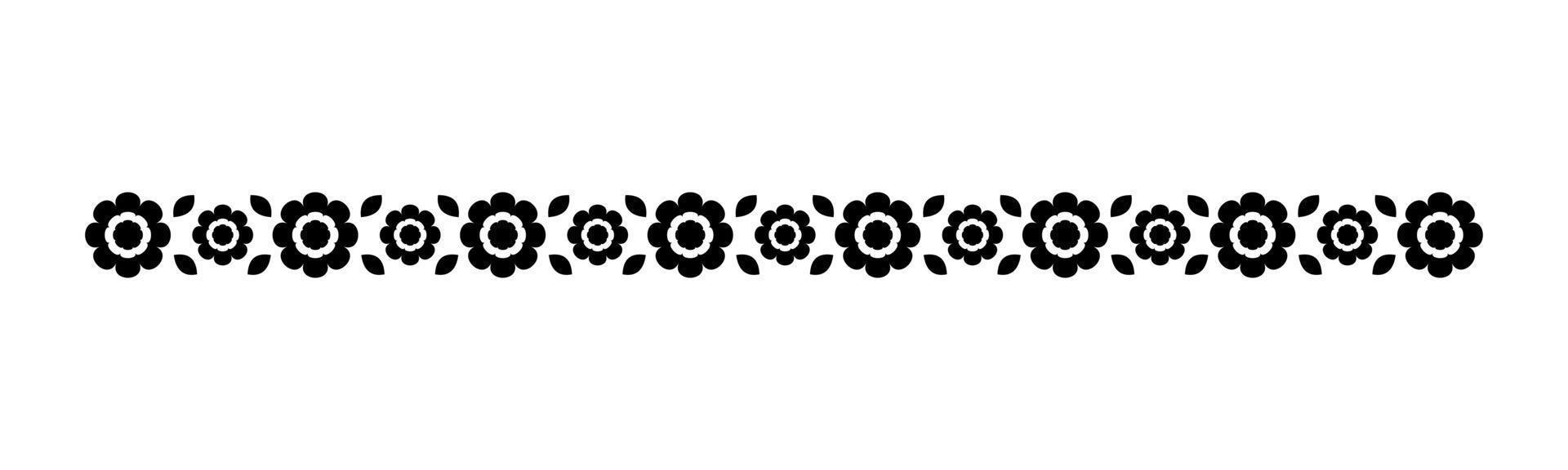 Cute Spring Floral Divider Borders Silhouette. Springtime and Easter flower separators design elements. vector