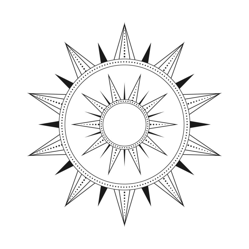 Sun moon tattoo mystic face celestial drawing Vector Image