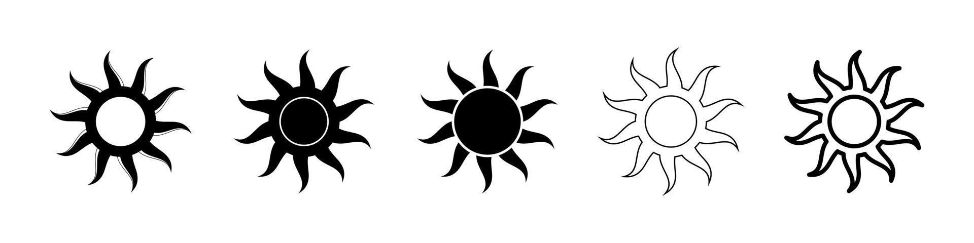 Boho celestial sun icon logo set. Simple modern abstract design for templates, prints, web, social media posts vector