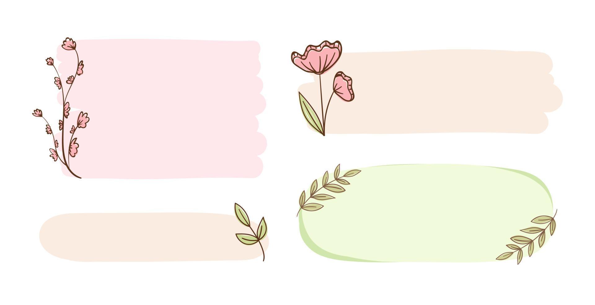 Aesthetic boho floral frame collection. Cute pastel border for card