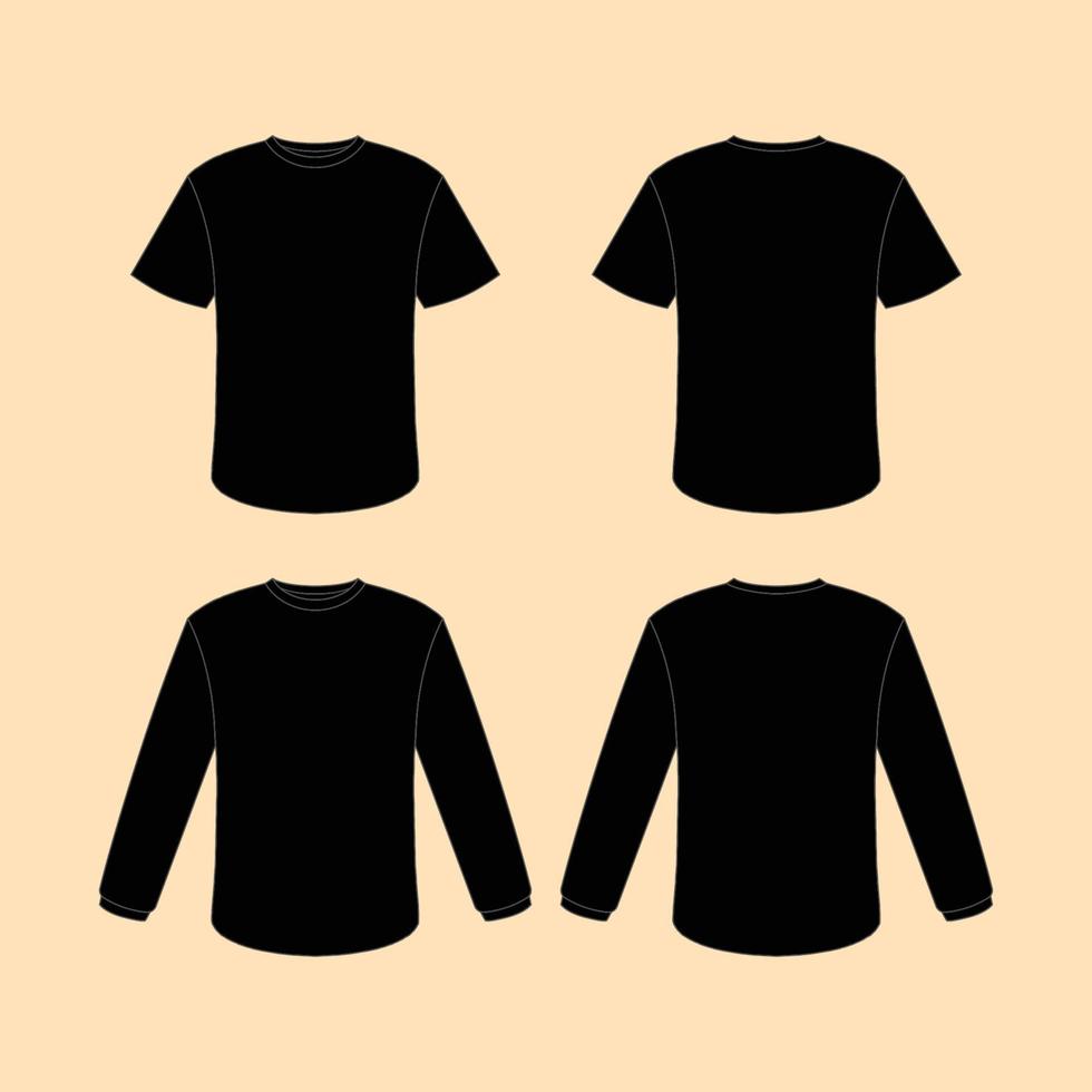 Outline Black T-Shirt Mock up Template vector