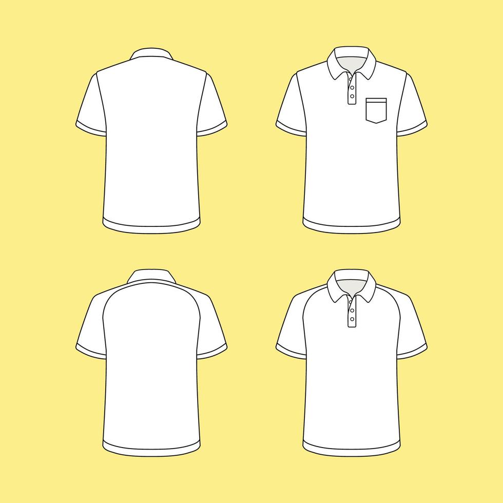 Outline White Polo Shirt Mock Up Template vector