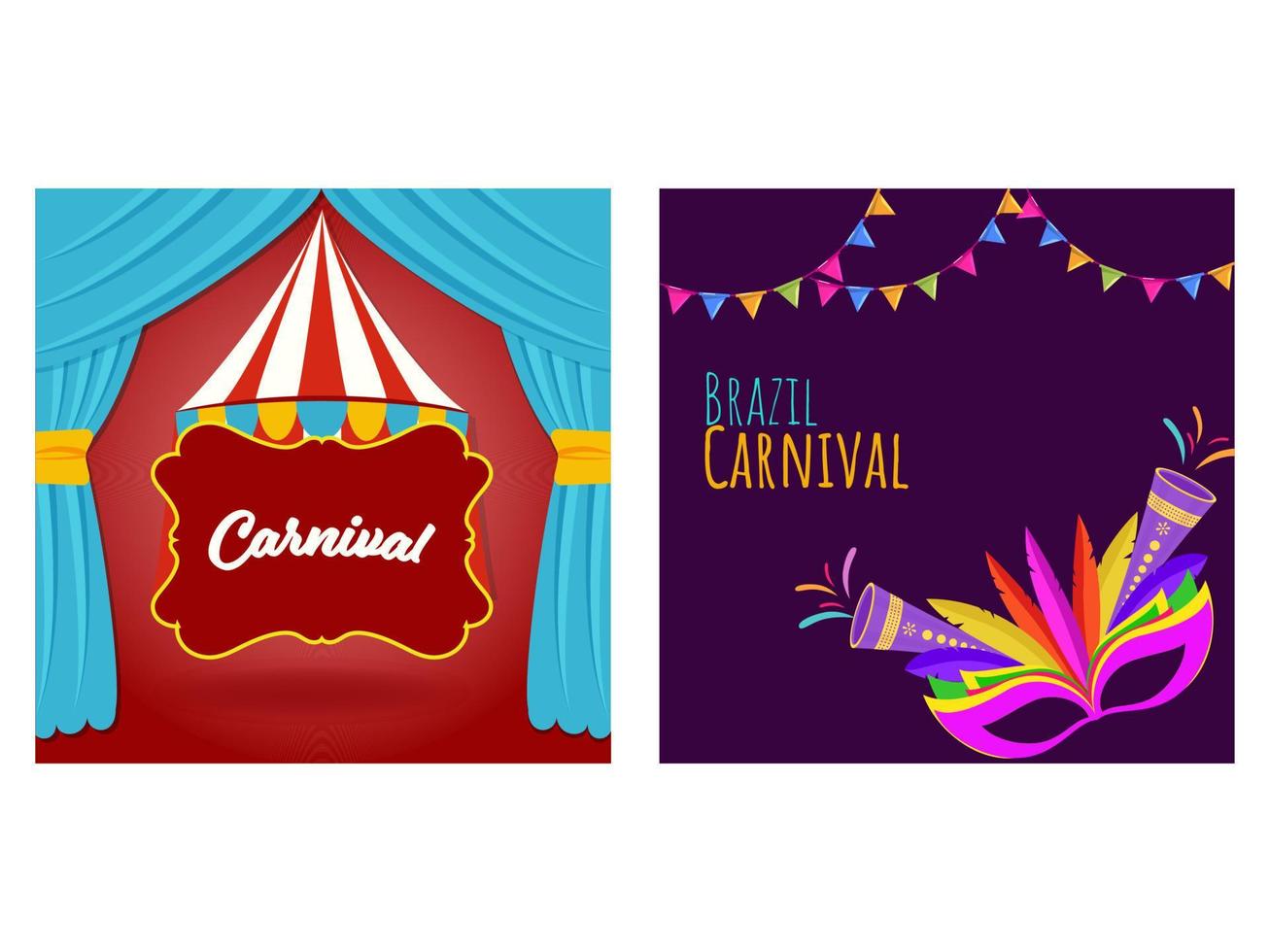 Carnival Celebration Poster Design In Two Color Options. vector