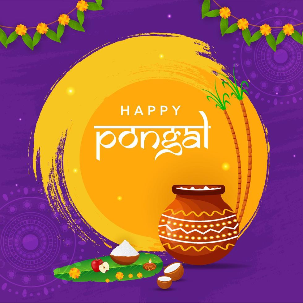 Happy Pongal Concept With Pongali Rice In Mud Pot, Fruits ...