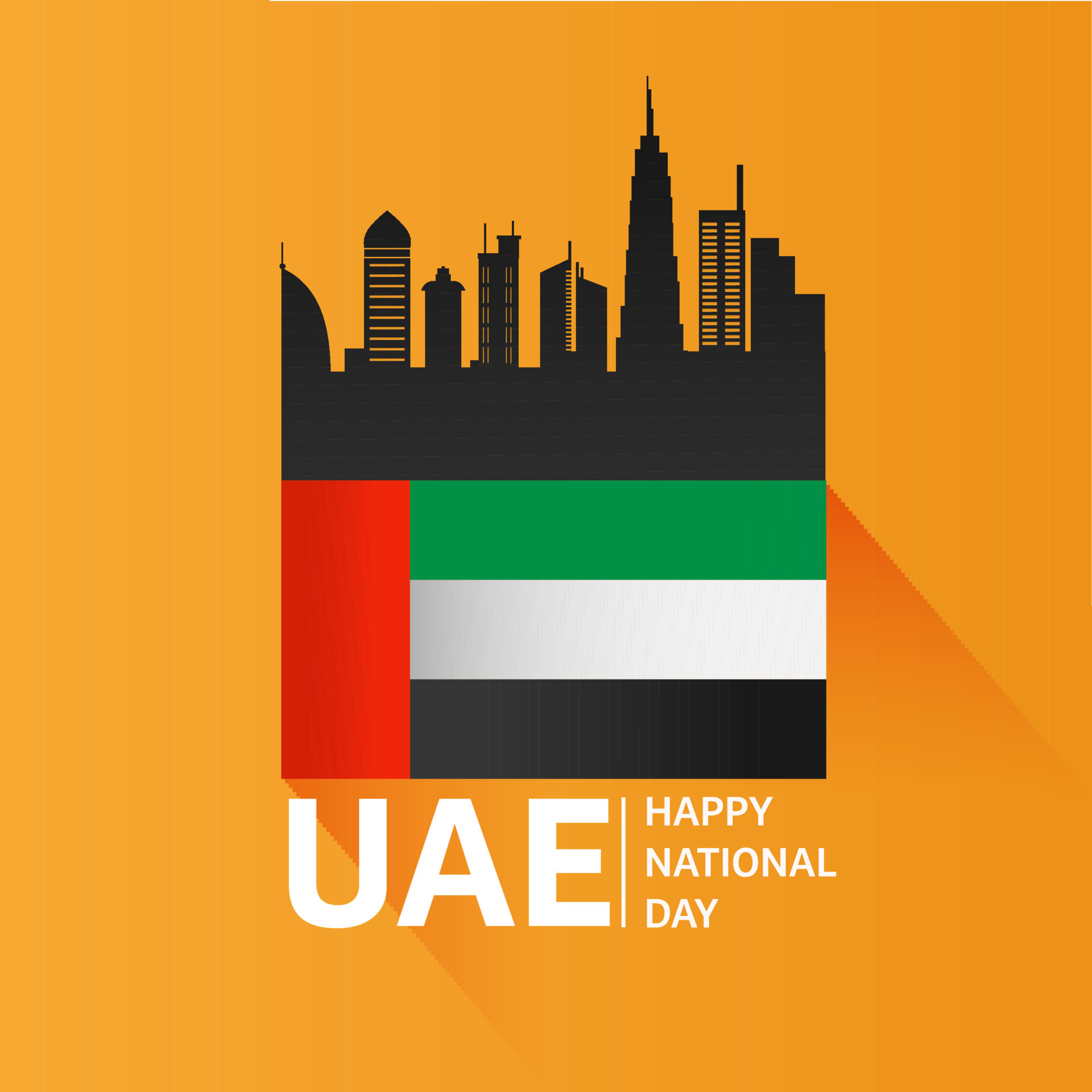 Happy National Day Poster Design With UAE Flag And Famous Architecture
