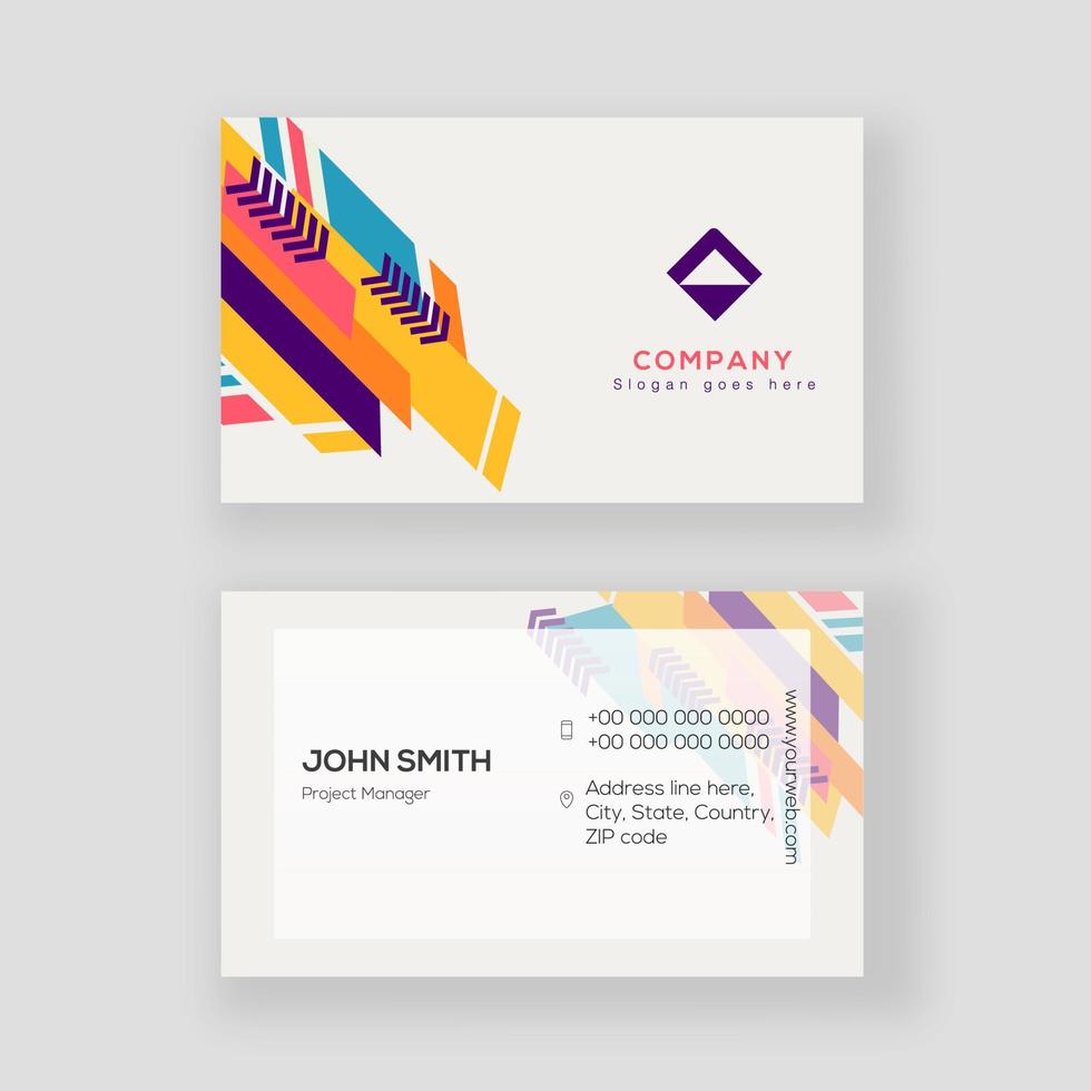 Business card or horizontal template design with abstract elements in front and back view. vector