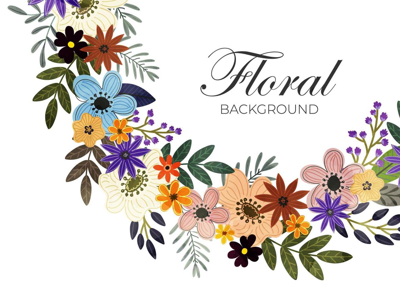 White Background Decorated with Colorful Floral Design. vector