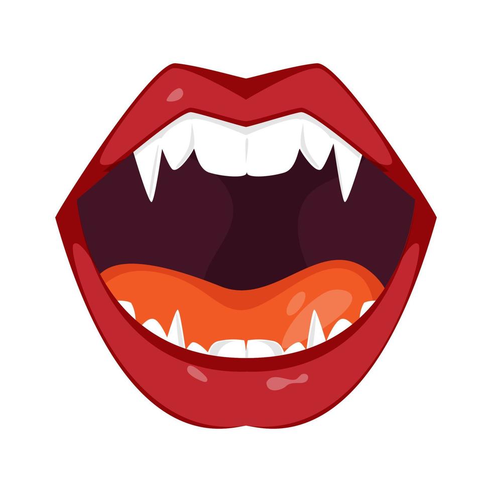 Open Monster Mouth on White Background. vector