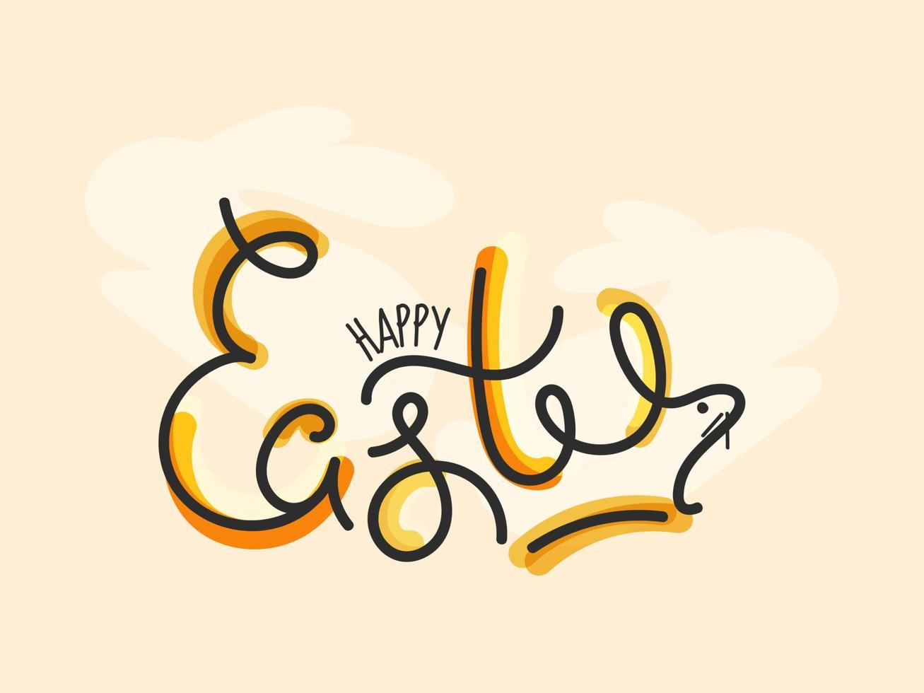 Happy Easter Font with Yellow and Orange Brush Effect on Light Peach Background. vector