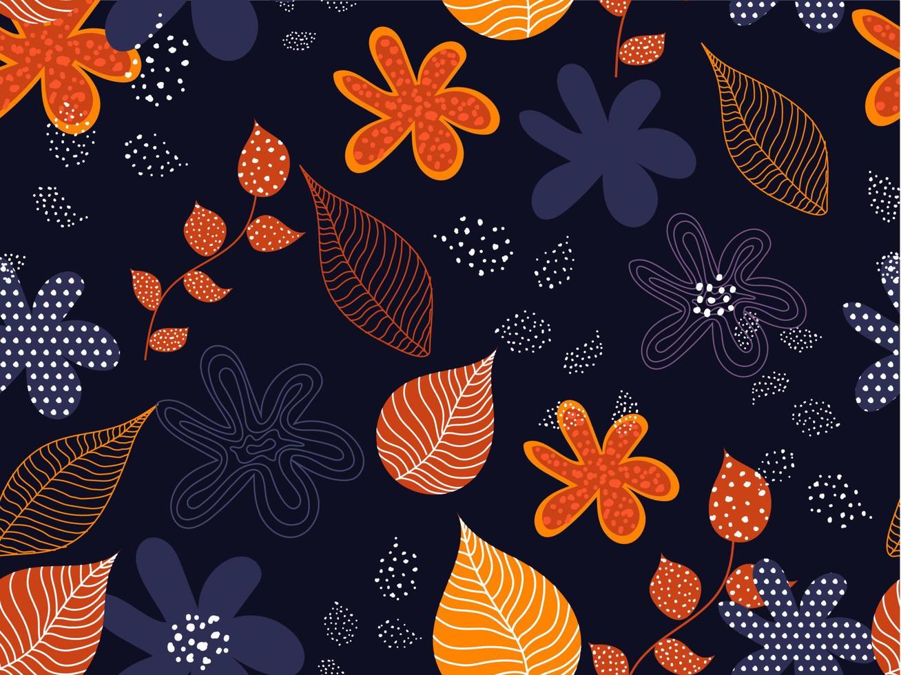 Seamless Floral Pattern Background with Dots. vector