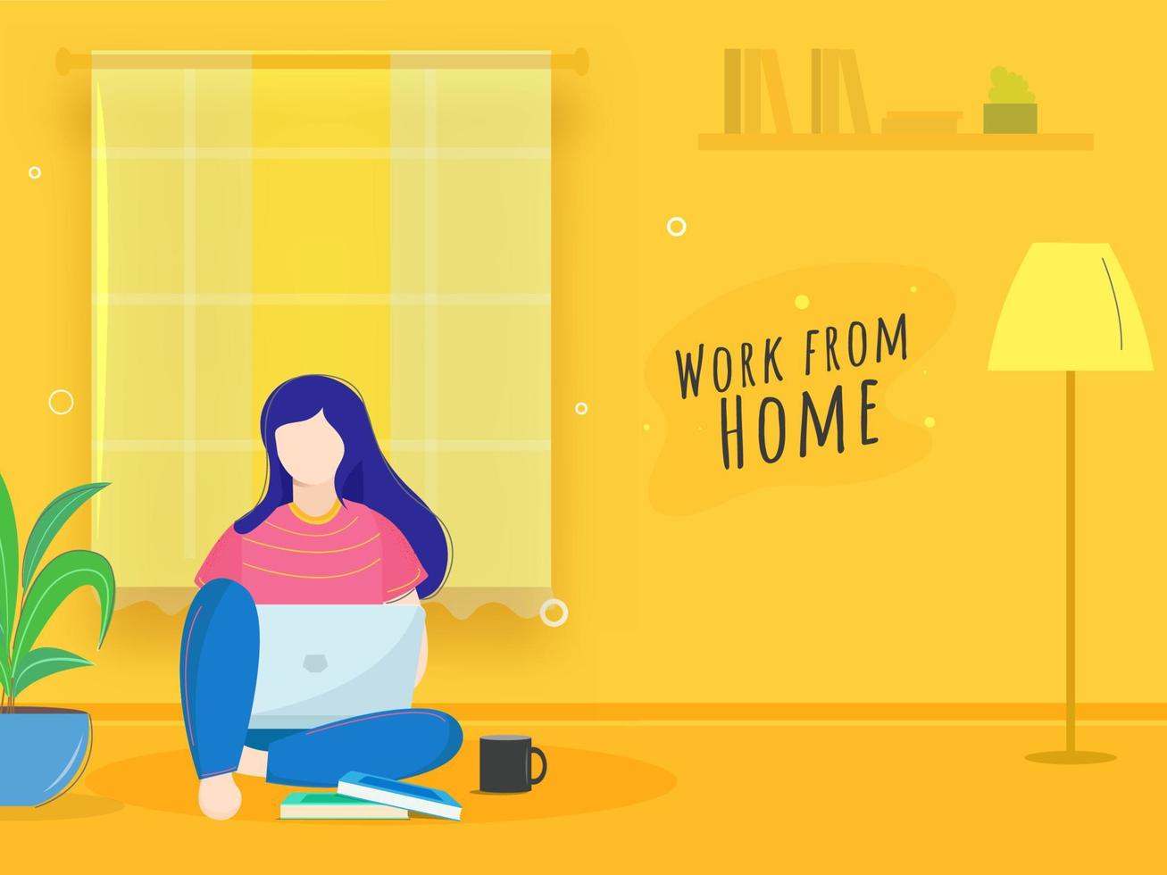 Working from home in quarantine. Vector Illustrations of Working at Home Concept. People at Home.