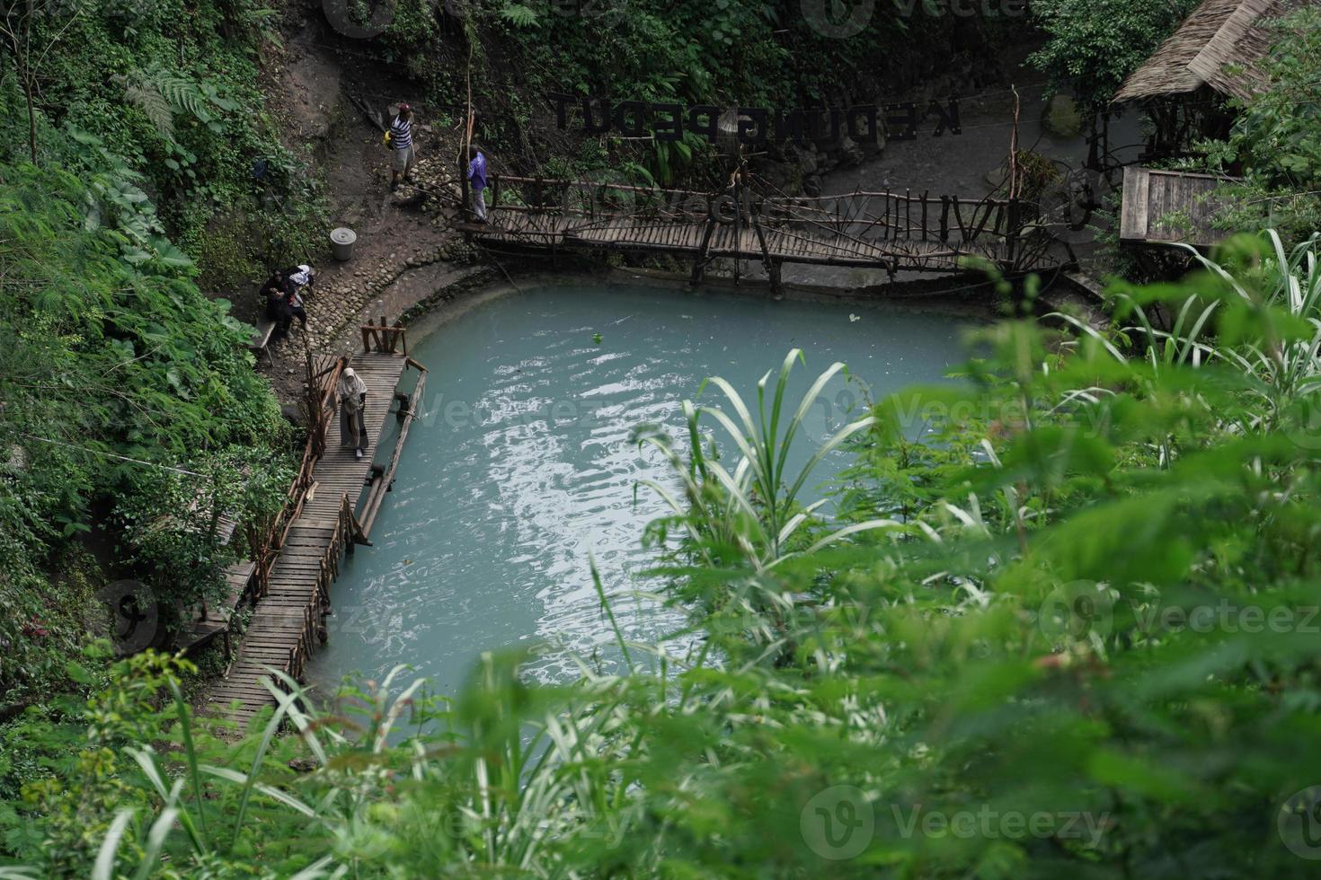 Kedung Pedut nature tourism, natural and fresh swimming pool tourism, with beautiful blue water photo