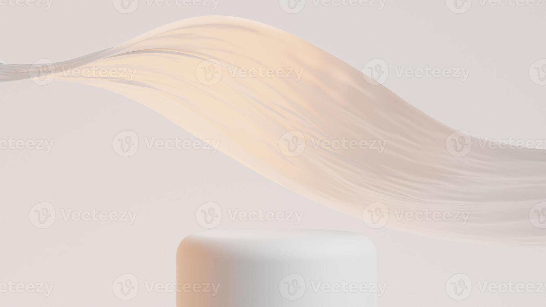 3d Rendered Elegant Podium with Swirly Fabric in Background Suitable For Product Presentation or Display photo