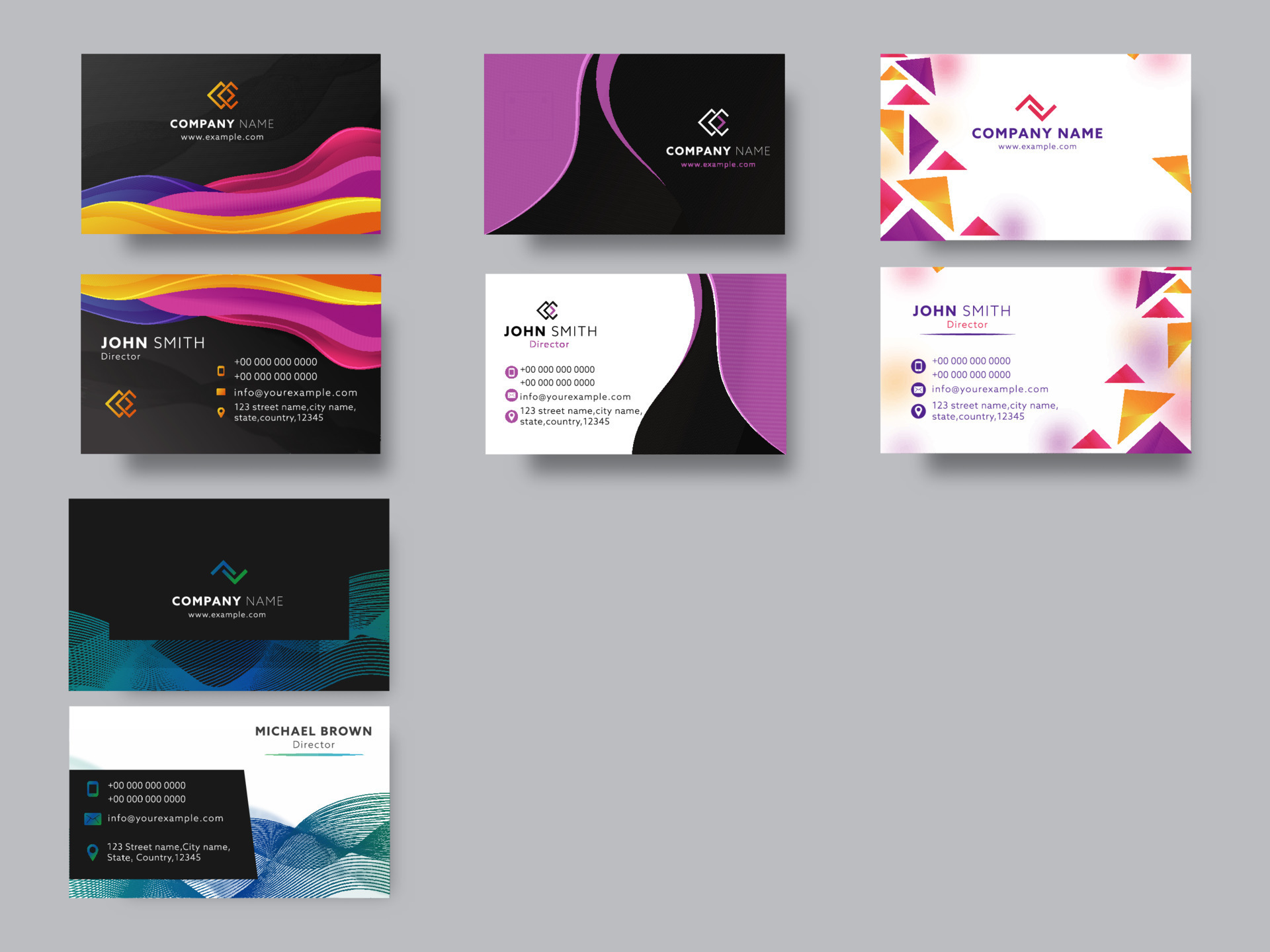 Editable Modern Business Card Template Design Set In Front And Back