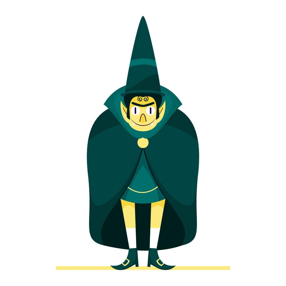 Cartoon Dracula Man Wearing Tall Hat In Standing Pose. vector