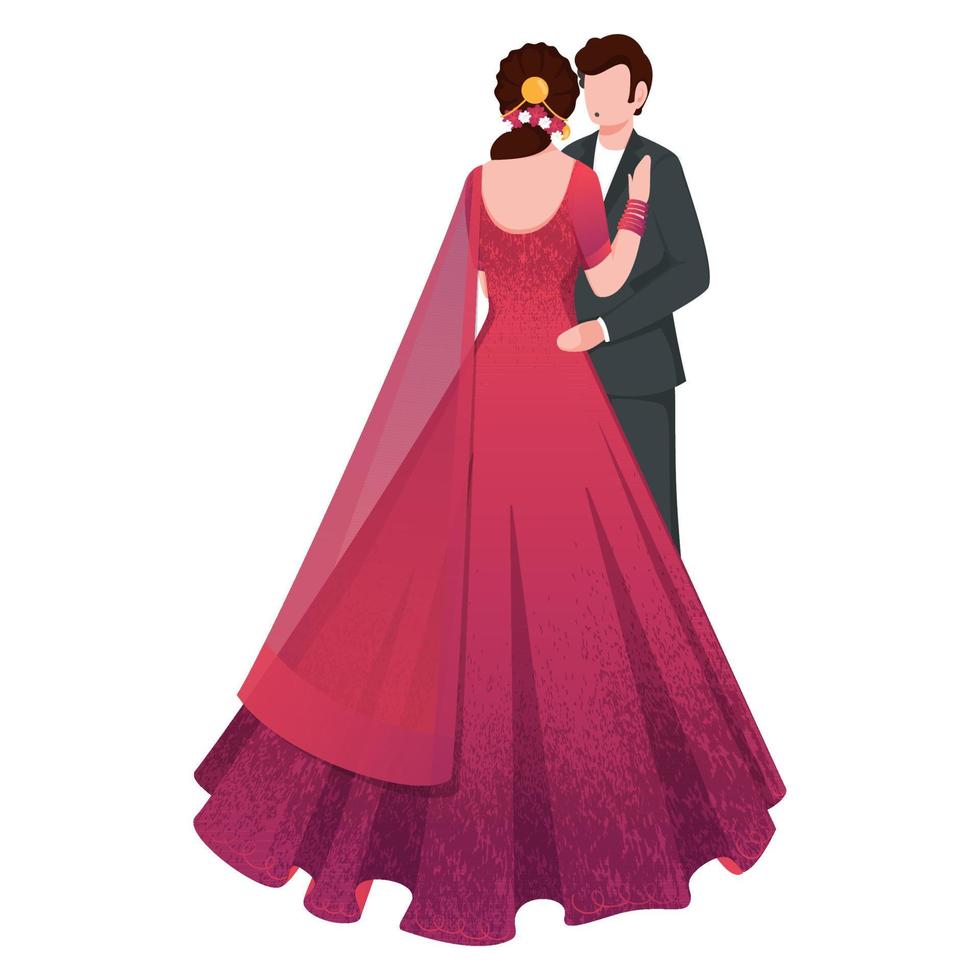 Indian Romantic Couple Character in Standing Pose. vector