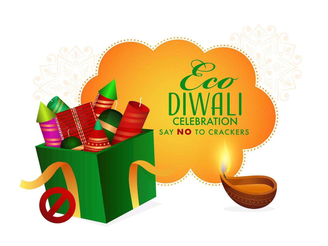 Eco Diwali, Do not burn fire crackers for a better enviorment concept. vector