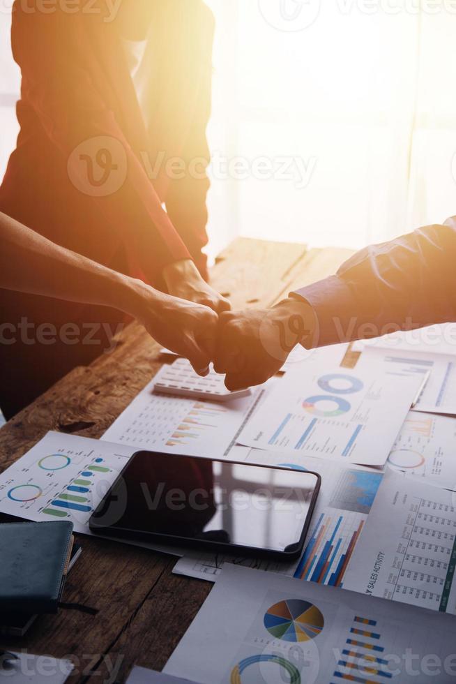 Businesswoman handshake and business people. Successful business handshake concept. photo