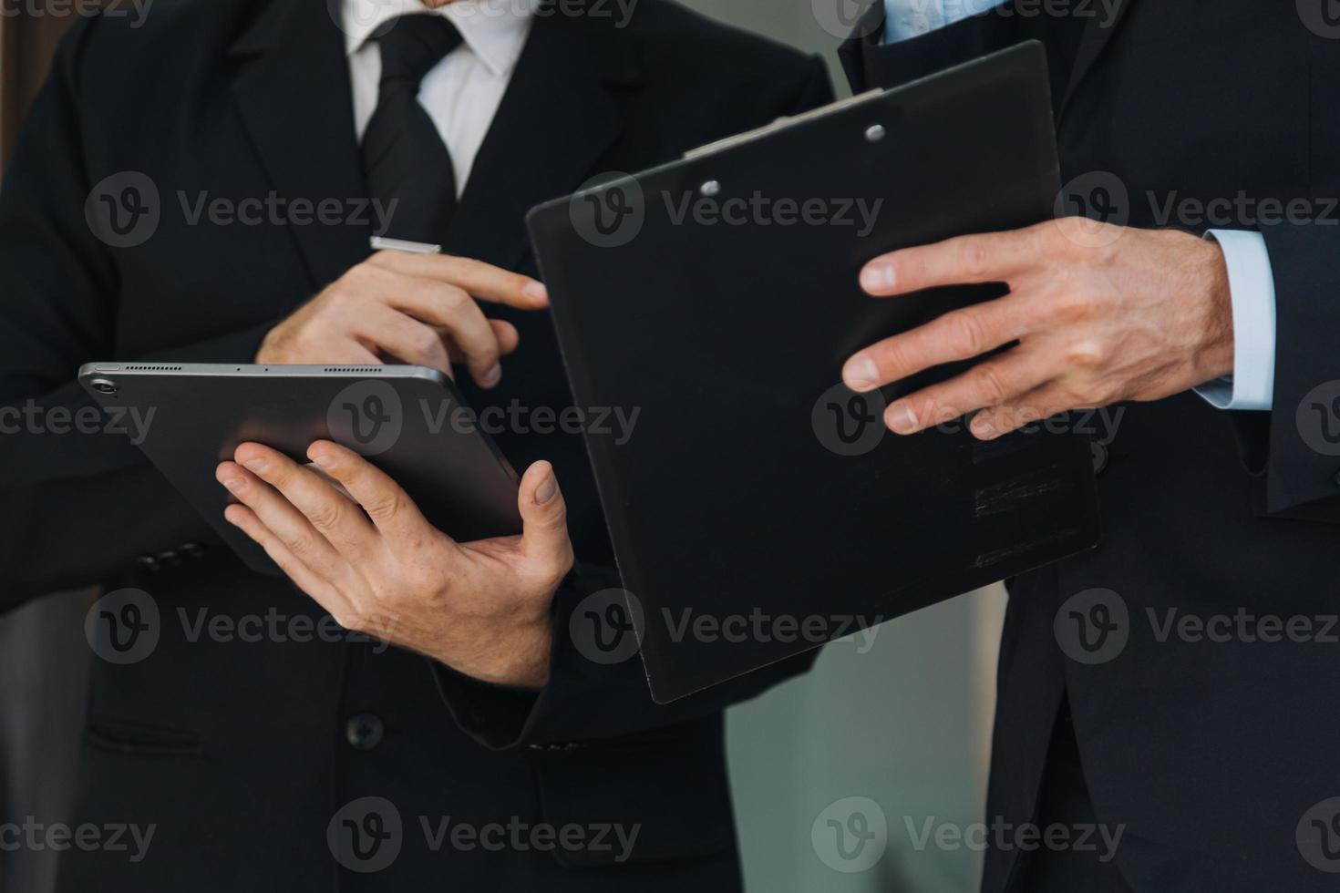 Entrepreneurs and business people conference in modern meeting room, happy multiracial coworkers have fun cooperating working together at office meeting, asian teamwork concept photo