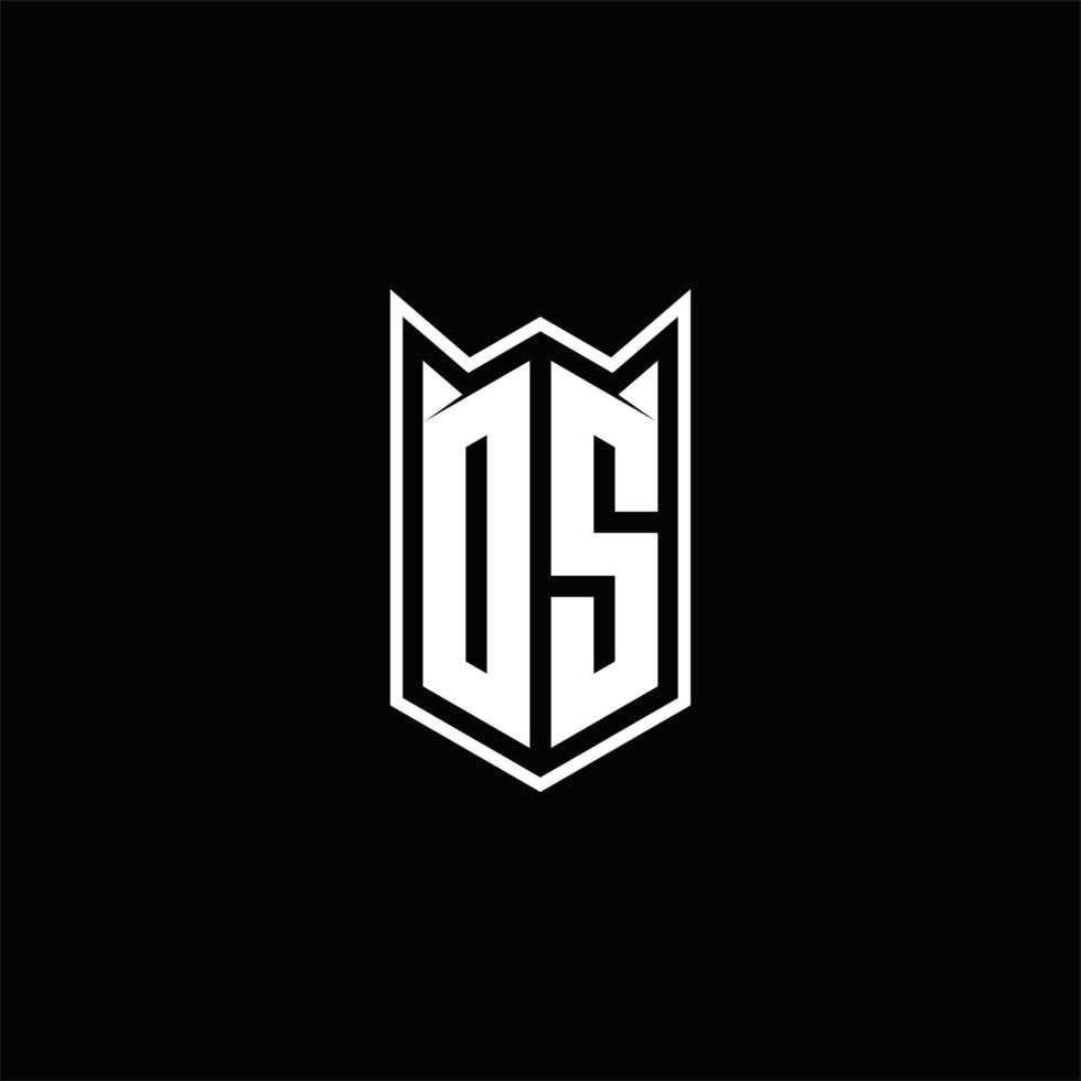 DS Logo monogram with shield shape designs template vector
