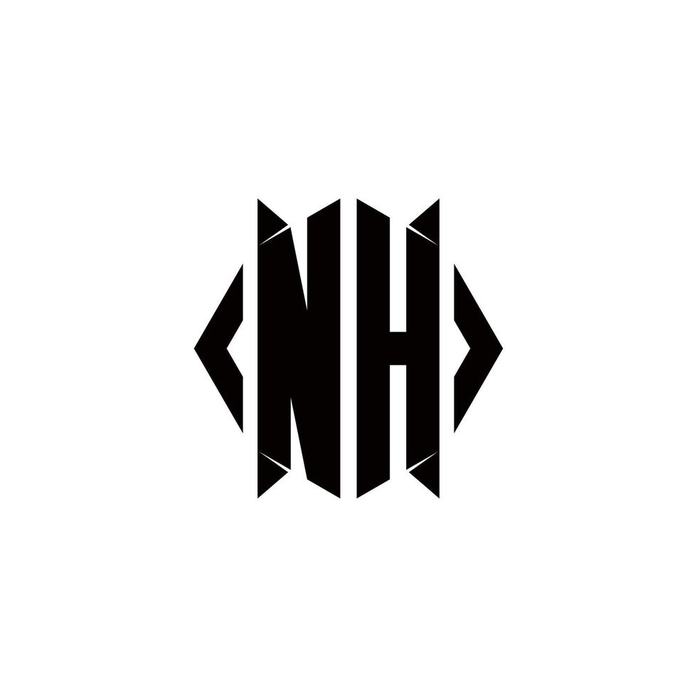NH Logo monogram with shield shape designs template vector