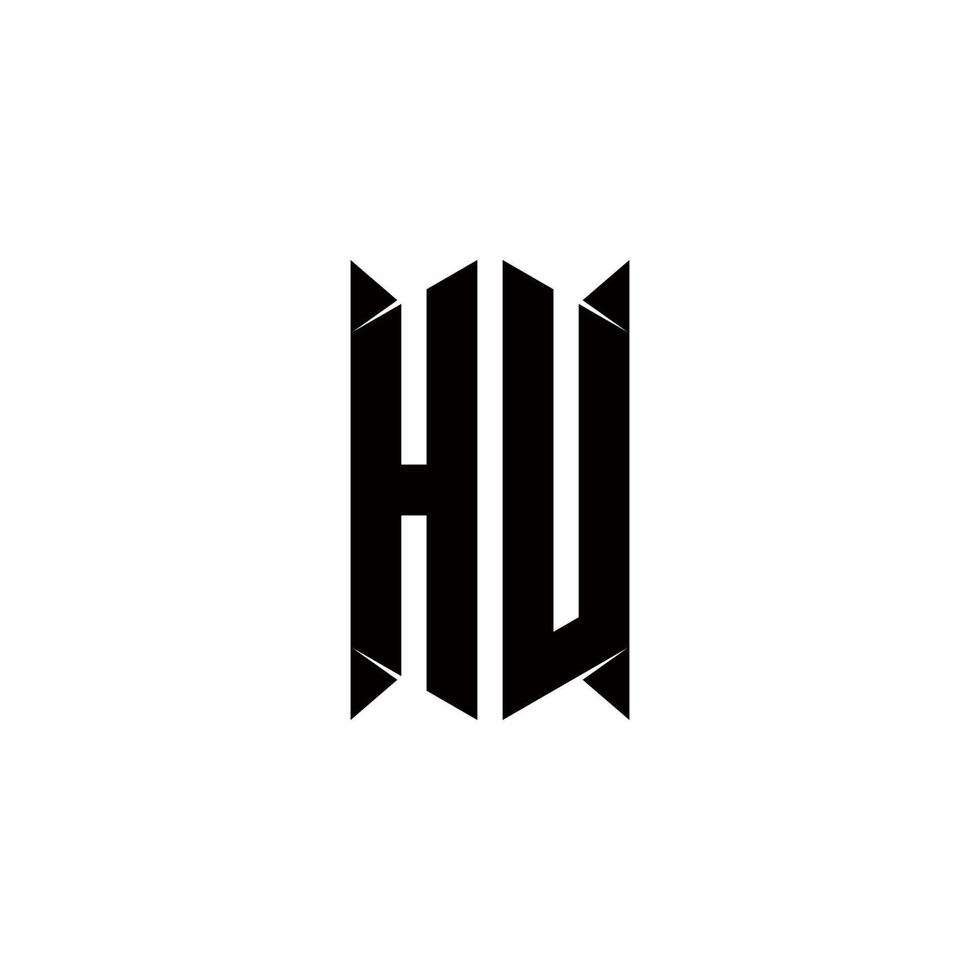 HU Logo monogram with shield shape designs template vector