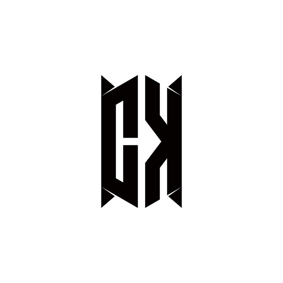 CK Logo monogram with shield shape designs template vector