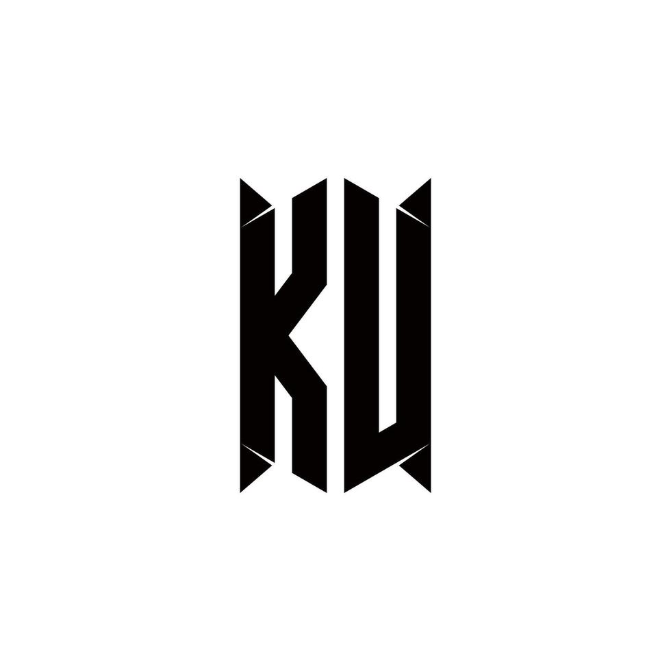 ku logo monograma con proteger forma diseños modelo vector