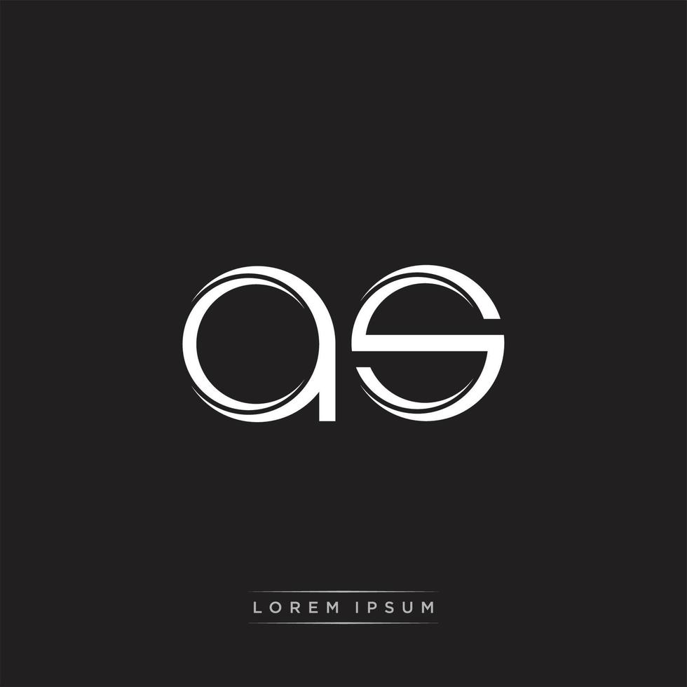 AS Initial Letter Split Lowercase Logo Modern Monogram Template Isolated on Black White vector