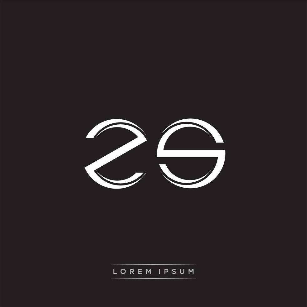 ZS Initial Letter Split Lowercase Logo Modern Monogram Template Isolated on Black White vector