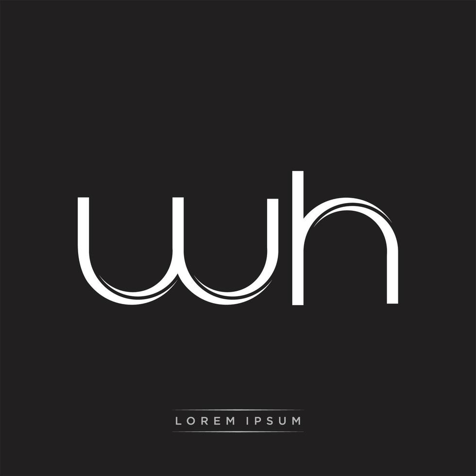 wh inicial letra división minúsculas logo moderno monograma modelo aislado en negro blanco vector