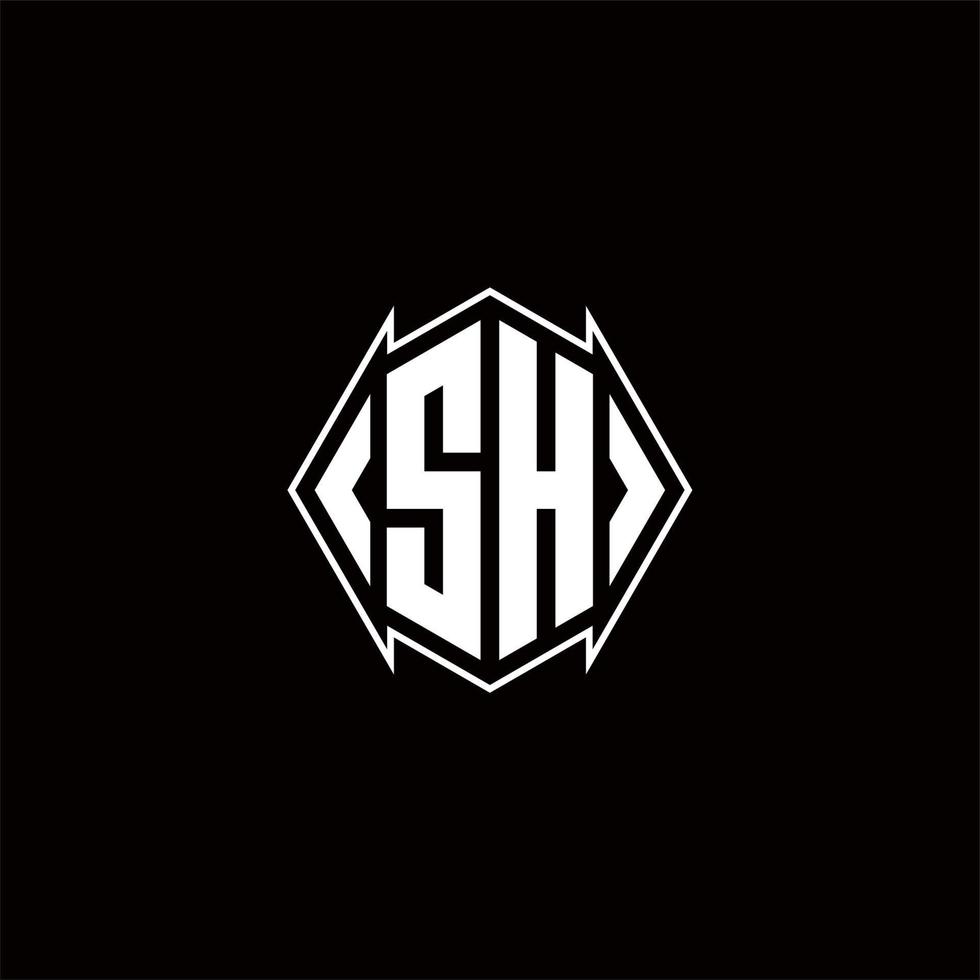 sh logo monograma con proteger forma diseños modelo vector