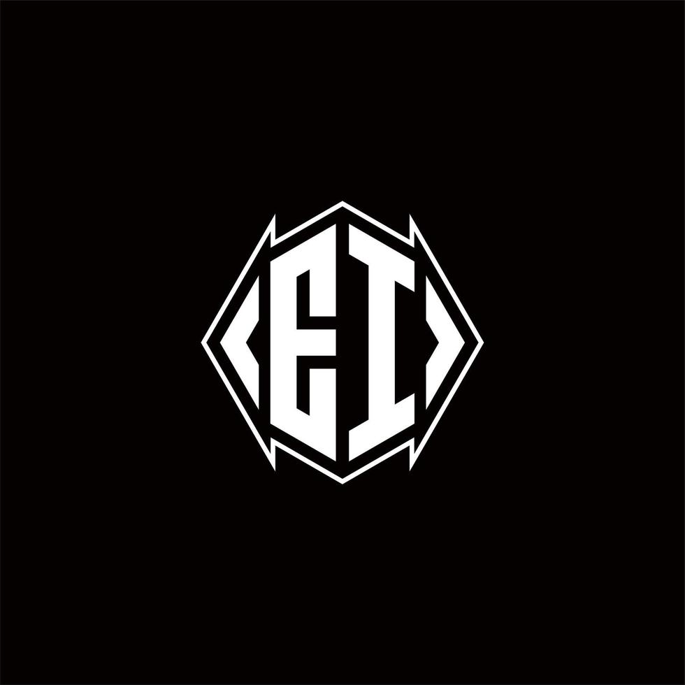 EI Logo monogram with shield shape designs template vector