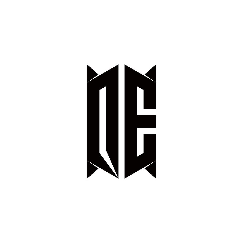QE Logo monogram with shield shape designs template vector