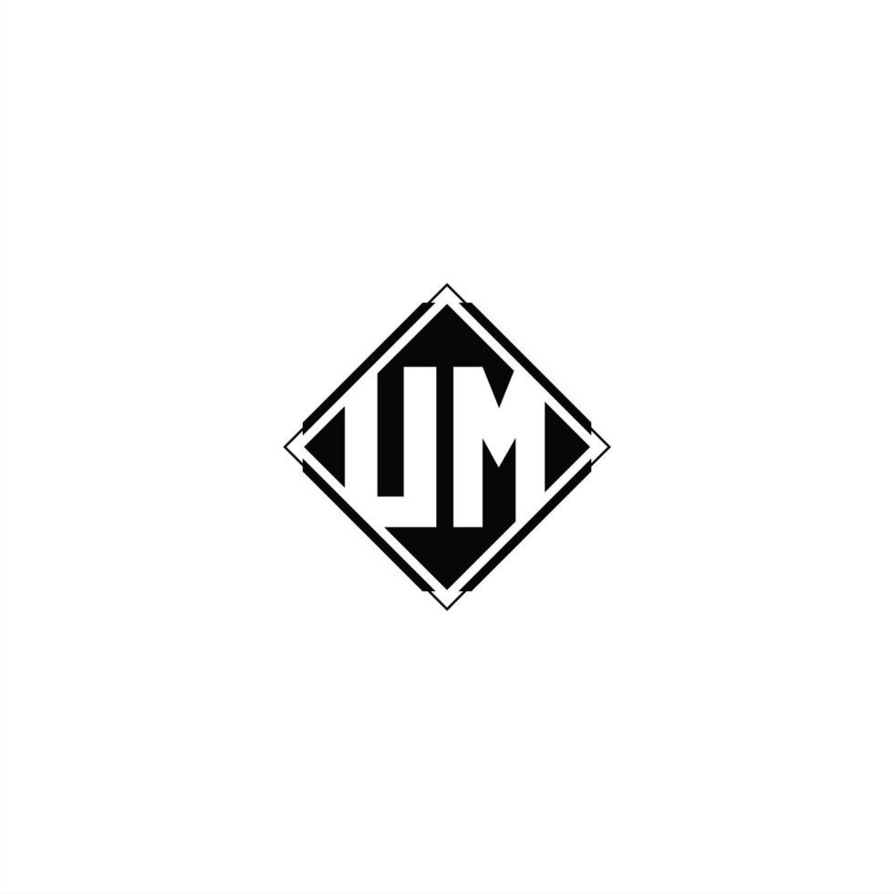Monogram logo design with diamond square shape vector