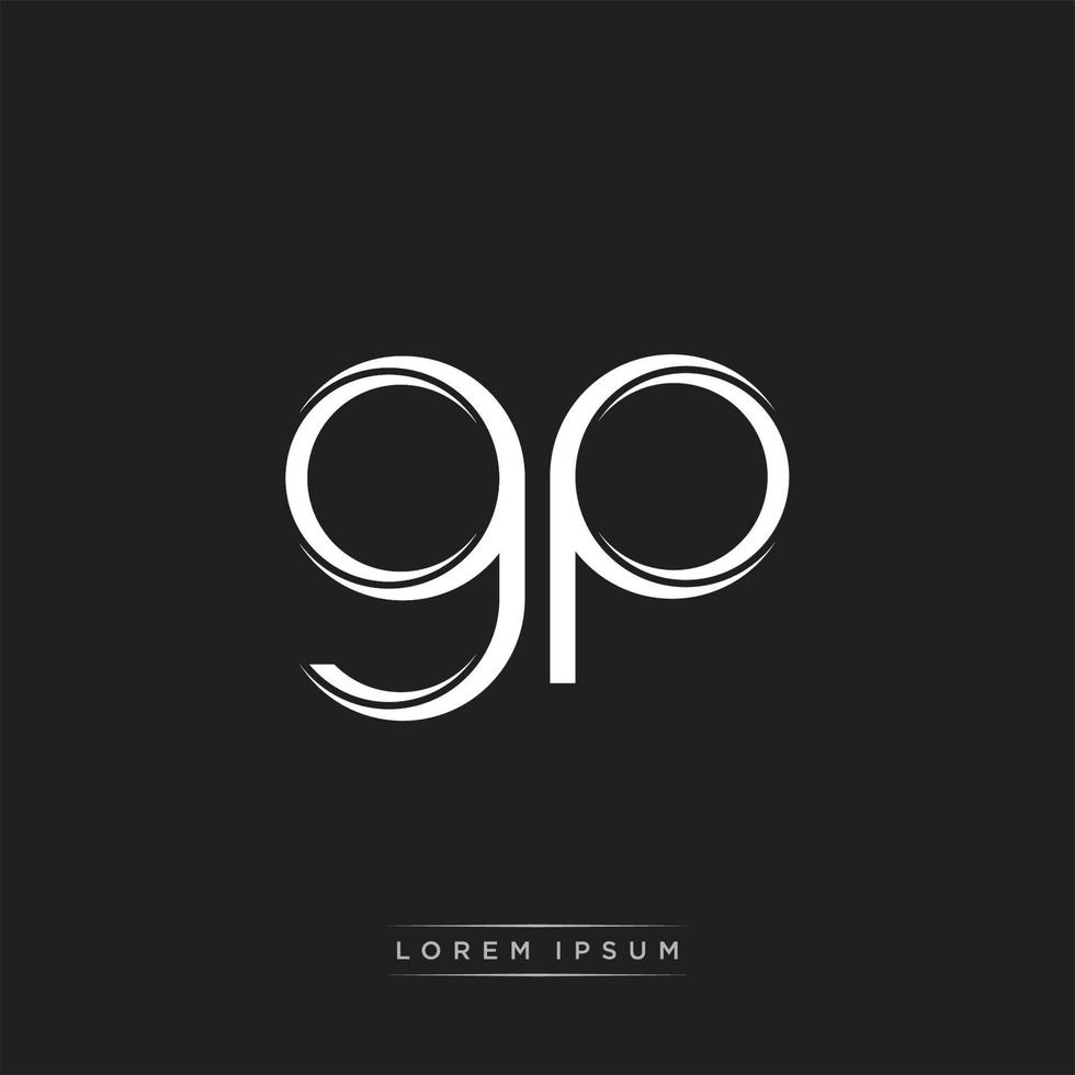 GP Initial Letter Split Lowercase Logo Modern Monogram Template Isolated on Black White vector